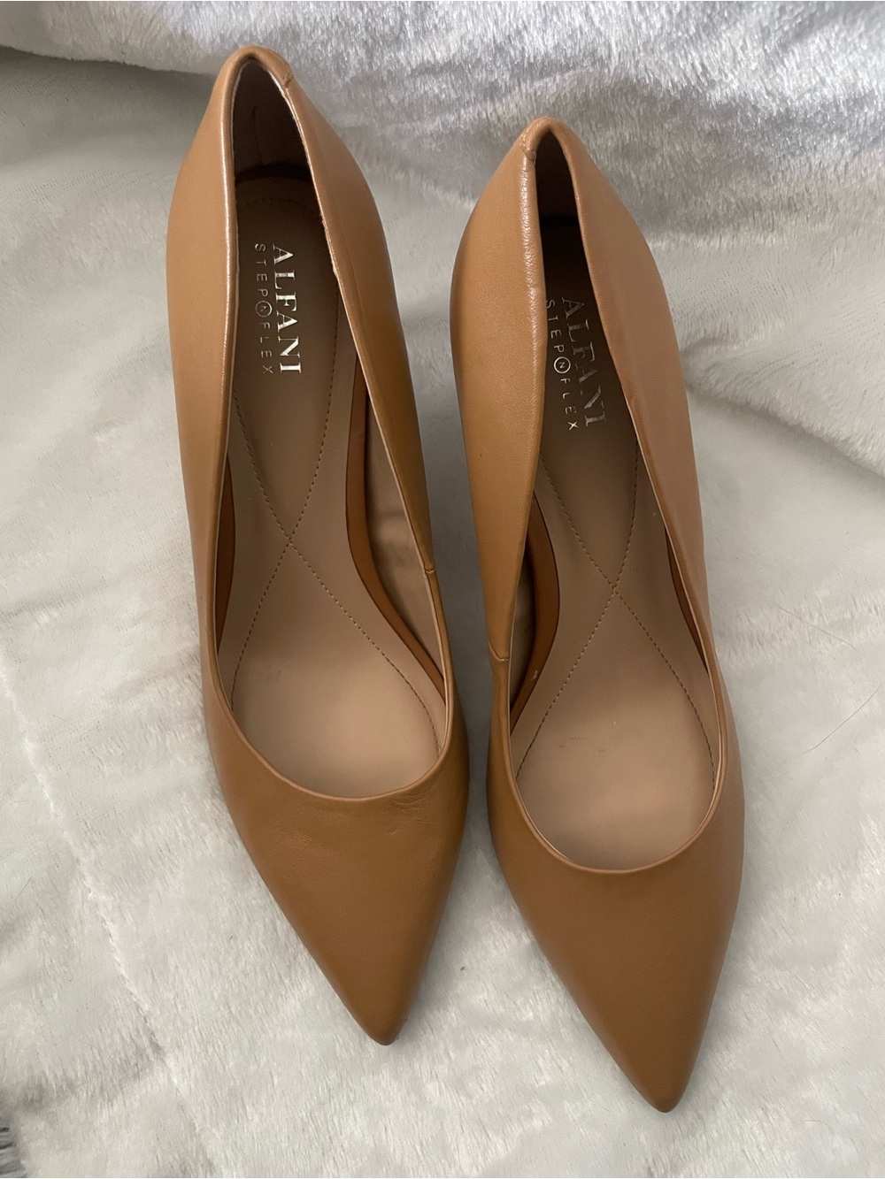 Alfani Camel/Tan Pointed-Toe Leather Pumps